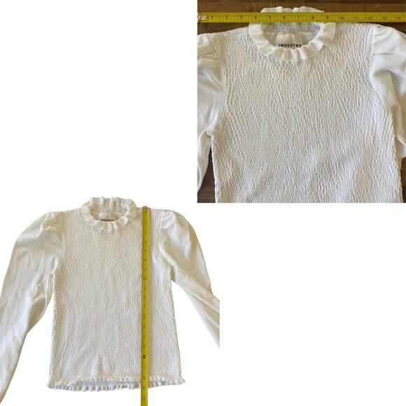 Coquette Ruched White Knit Top, Medium Like new - Picture 5 of 5